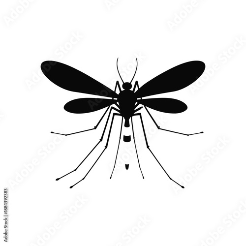 A black silhouette of a mosquito icon vector