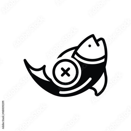 Black solid icon for no fish