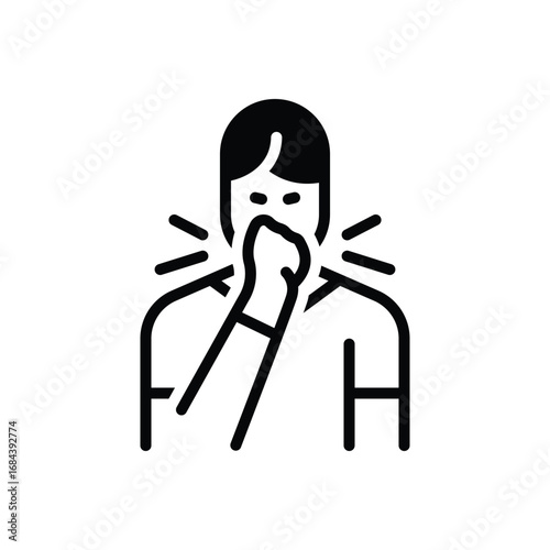 Black solid icon for sneeze