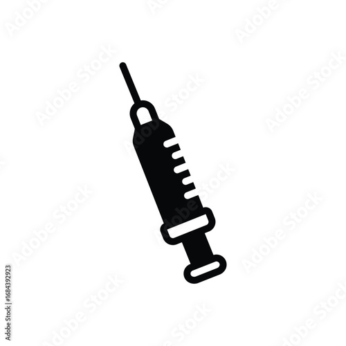 Black solid icon for syringe