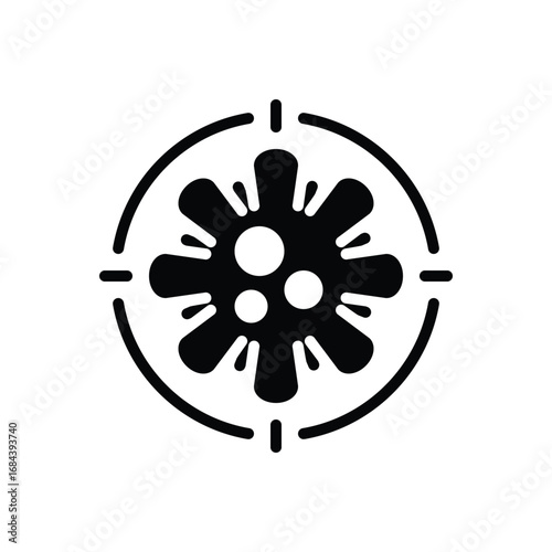 Black solid icon for detection the virus