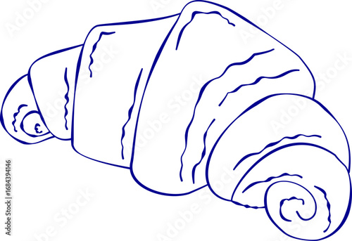 Whimsical Croissant Hand Drawn