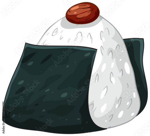 Japanese Onigiri Rice Ball with Seaweed and Umeboshi