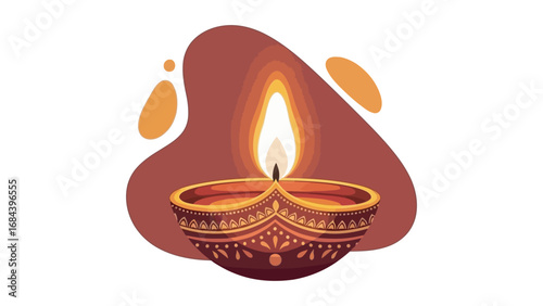Diwali Diya, A Traditional Indian Oil Lamp Illuminating the Darkness with a Warm, Flickering Flame, Symbolizing Hope, Goodness, and the Celebration of Light Over Darkness