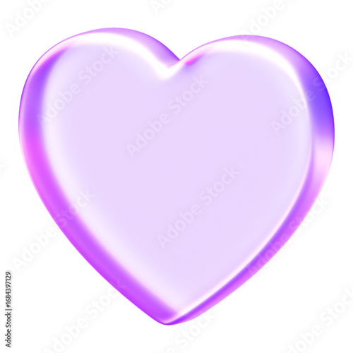 Minimal 3D glass style solid heart shape in purple and blue gradient. Suitable for modern design, abstract visuals, and creative graphics.