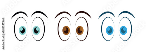Colorful Eye Icon Set, Cartoon Eyeball Expressions Vector for UI, Sticker, Emoji, Comic and Graphic Design Isolated on Transparent Background