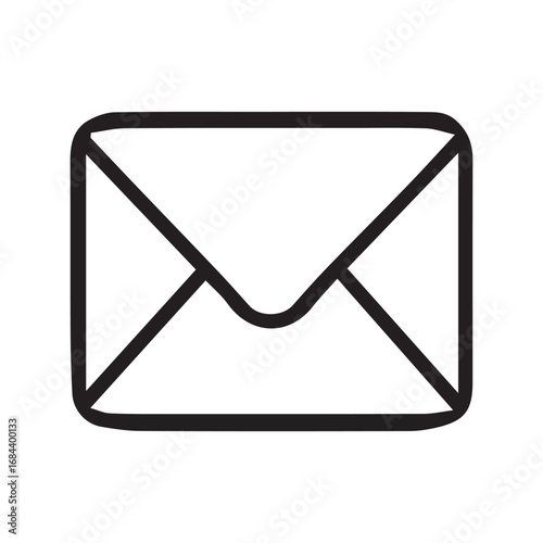 Simple hand-drawn envelope icon representing mail, message, and digital communication. Isolated vector graphic for correspondence and contact concepts