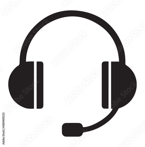 Silhouette of vector headphones icon vector illustration