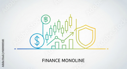 Financial investment growth chart with dollar currency shield for secure market trading strategy success