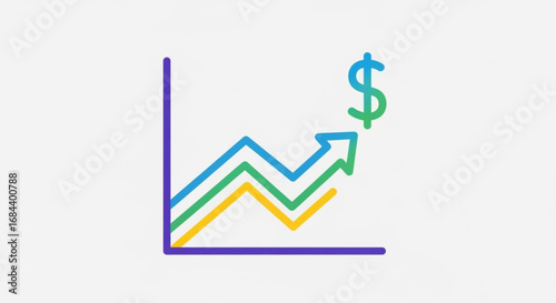 Financial growth chart vector, business success graph, investment return, market trend analysis illustration