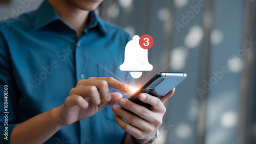 Checking notifications on a mobile smartphone for social media updates