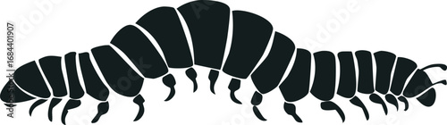 Caterpillar Insect Bug Animal Vector Logo in Black and White, Minimalist and Simple Design, Perfect for Wildlife Branding, Nature Illustration, and Unique Animal Identity
