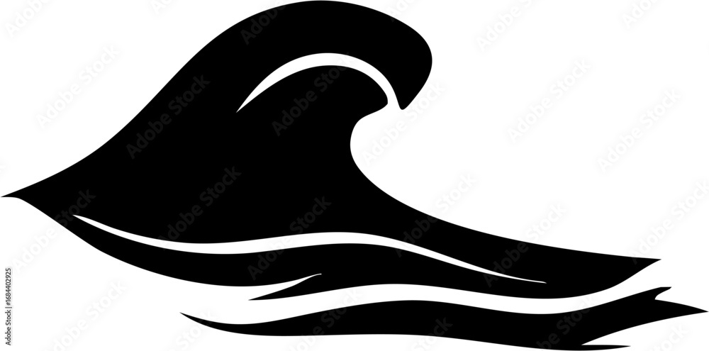 Obraz premium Wave Silhouette Vector Illustration | Ocean Sea Water Surf Abstract Design
