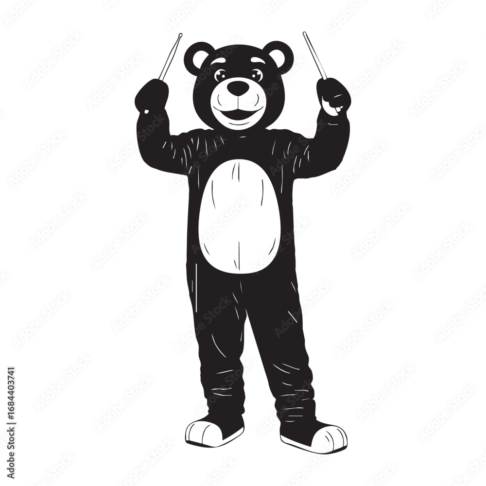 Fototapeta premium Vector art of a cheerful bear mascot in a costume,standing with a playful gesture,perfect for events and entertainment purposes