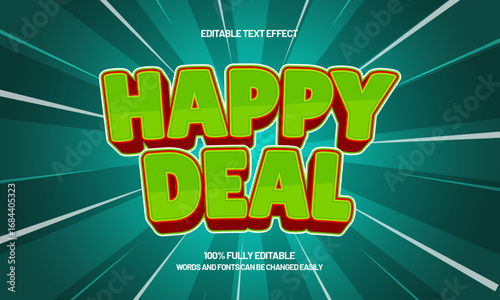 happy deal editable text effect for discount