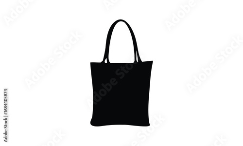 Tote bag vector silhouette, Shopping bag icon vector, Ladies bag vector silhouette
