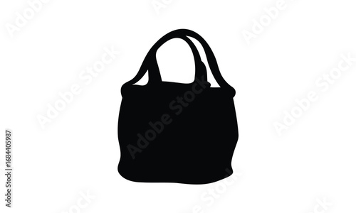 Tote bag vector silhouette, Shopping bag icon vector, Ladies bag vector silhouette