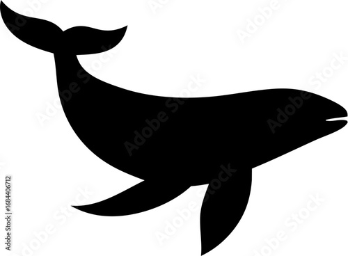Whale Silhouette Vector Illustration | Ocean Marine Animal Sea Life Design