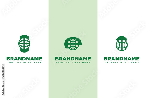 Letter I P T Green Globe Logo, symbolizing sustainability, growth, and global unity