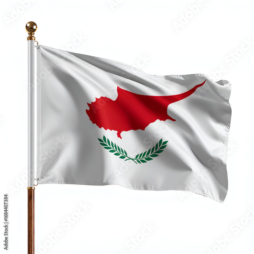 High quality realistic Cyprus textile flag with satin fabric and stitched edges isolated on white