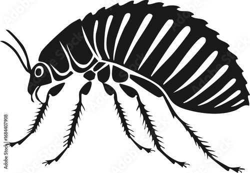 Flea Insect Bug Animal Vector Logo in Black and White, Minimalist and Simple Design, Perfect for Wildlife Branding, Nature Illustration, and Unique Animal Identity
