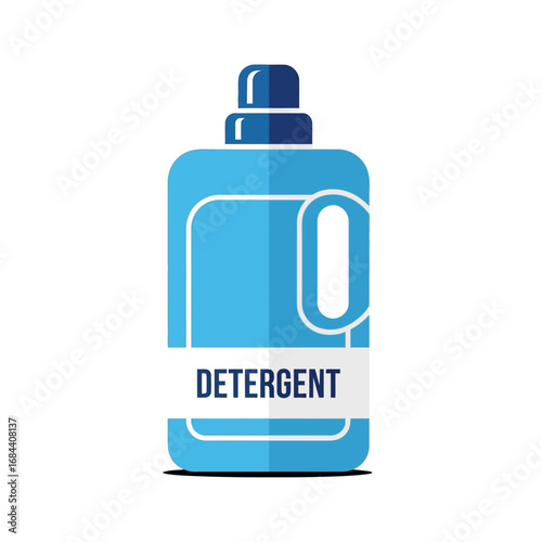 Vibrant blue laundry detergent bottle illustration for clean clothes concept design