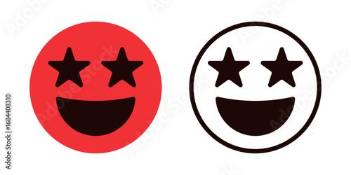 star eyes emoji, smiley face emoticon with starry eyes , grinning emoji with star shaped eyes - Wow emotion - Starry Eyed - Excited emoticon