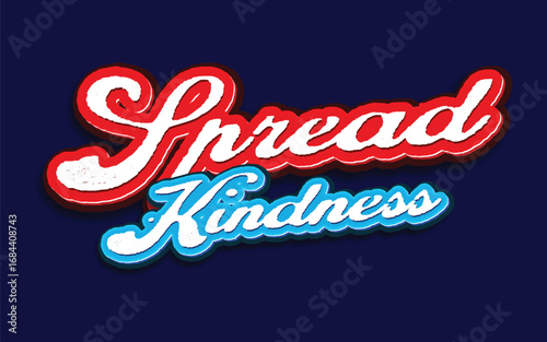 Retro typography groovy spread kindness slogan print with rainbow and stars for graphic tee t shirt or sticker poster - Vector