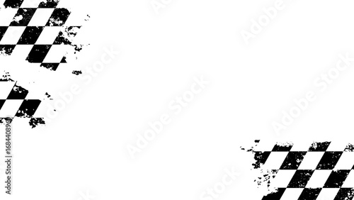 Distressed Checkered Flag Graphic Element.