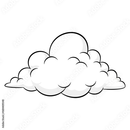 Stylized cumulus cloud illustration against a white backdrop with simple lines