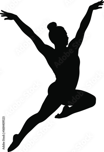 Silhouette of a gymnast in mid-air gymnastics athletic