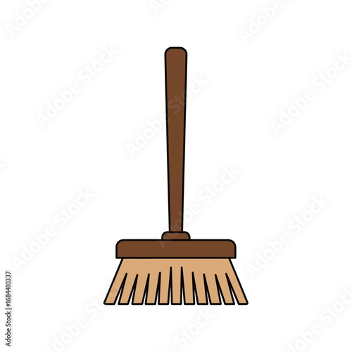 Stylized broom illustration depicting cleanliness and household chores symbol for home organization