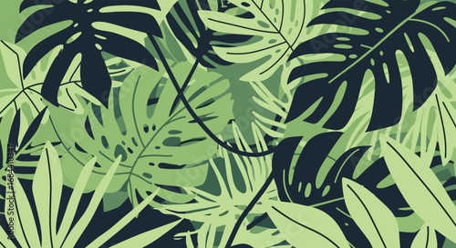 Vibrant tropical leaves pattern perfect for summer designs, fashion, and home decor projects