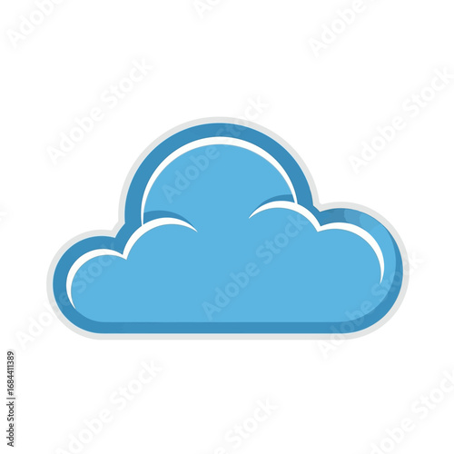 Stylized azure cloud icon illustration for weather forecasts and technology designs