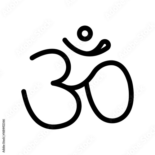 Om Symbol Line Icon of Religion and Spirituality Icon Set