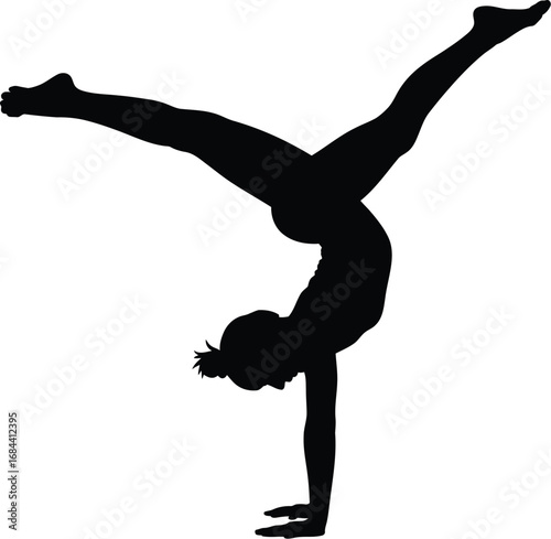 Gymnast performing handstand split gymnastics athlete