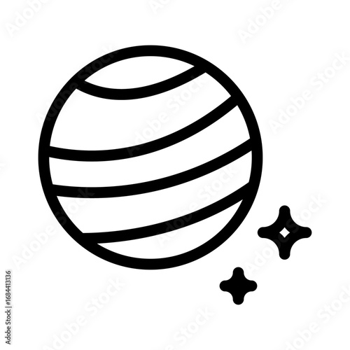 Planet with Stars Line Icon of Astronomy and Space Icon Set
