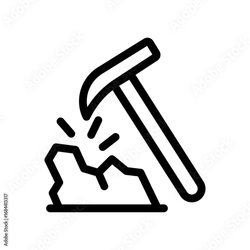 Rock Hammer Line Icon of Geology and Earth Icon Set