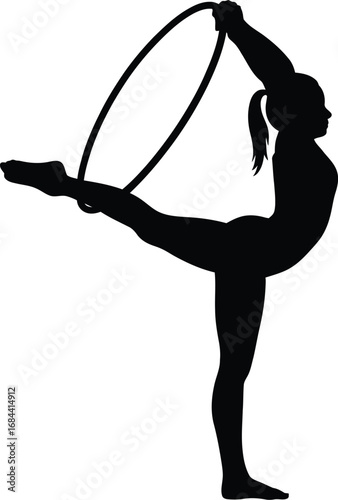 Silhouette of rhythmic gymnast with hoop rhythmic gymnastics