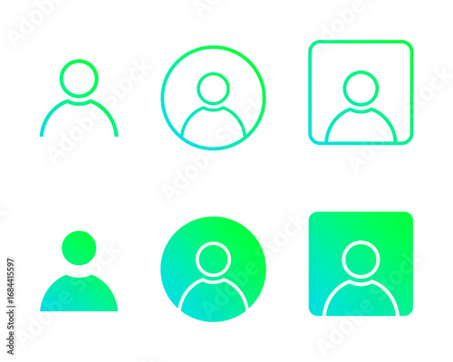 Minimalist User Avatar Icon Set,Profile, Circle Frame, Square Frame