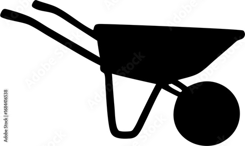 Wheelbarrow Silhouette Vector Illustration | Garden Tool Construction Equipment Design