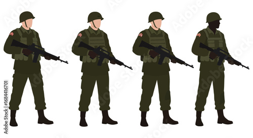 soldiers in uniform holding rifles standing in formation