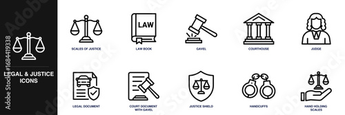 Legal and Justice Line Icon Set