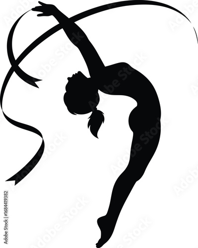 Gymnast performing with ribbon rhythmic gymnastics