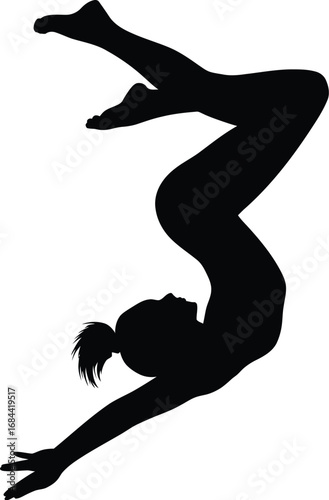 Silhouette of a gymnast in motion athletic graceful