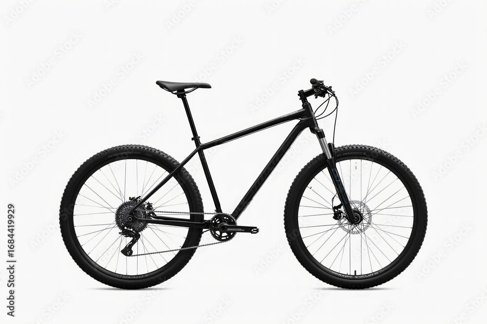 Obraz premium Black mountain bike, studio shot, white background, cycling