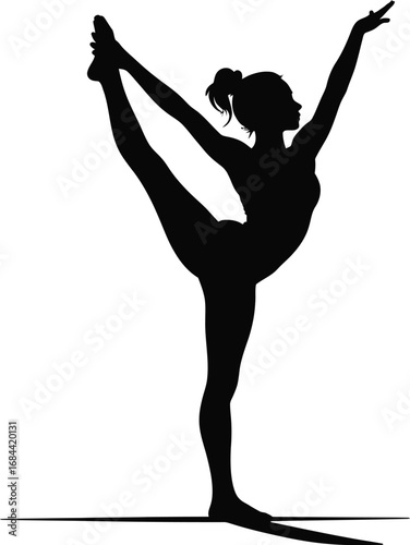 Silhouette dancer stretching gracefully yoga ballet
