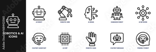 Robotics and AI Line Icon Set