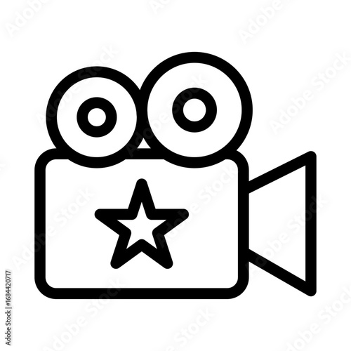 Movie Camera Line Icon of Film and Theatre Icon Set