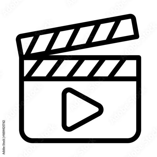 Clapperboard Line Icon of Film and Theatre Icon Set